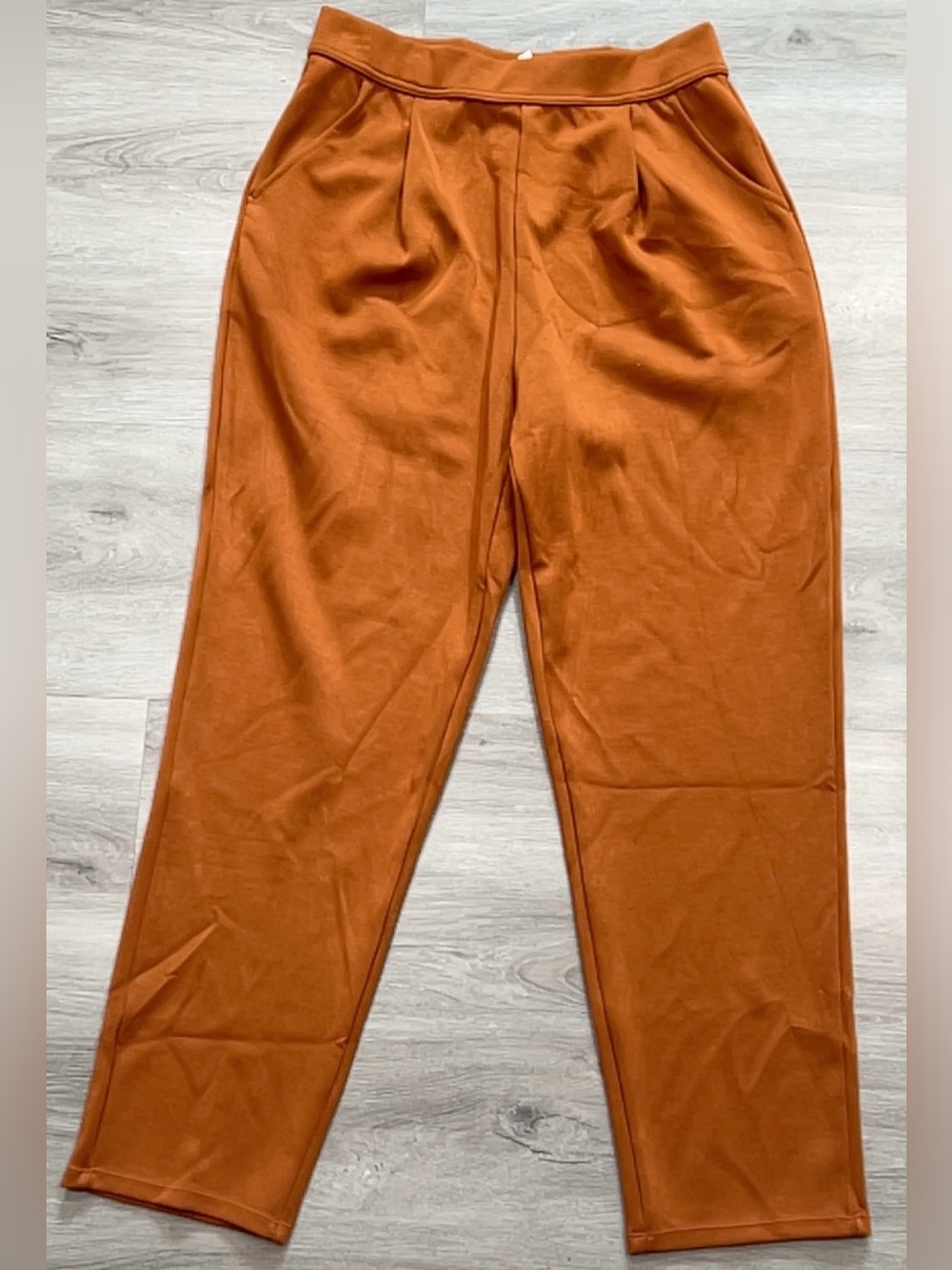 Halara Womens Medium Orange Pleated Casual Pants High Rise Pockets Stretch